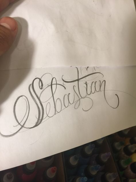 Sebastian Sebastian Name Tattoo, Sebastian Name, Sebastian Tattoo, Tattoos Inspo, Name Drawings, Lettering Tattoo, Handwriting Styles, Dad Tattoos, Name Tattoo Designs