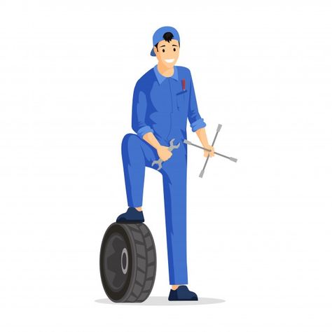 Professional auto mechanic illustration.... | Premium Vector #Freepik #vector #car #job #worker #wheel Mechanic Illustration, Mechanic Cartoon, Automotive Technician, Mechanic Shop, Garage Repair, Auto Mechanic, Motorcycle Repair, Mechanical Art, Mechanic Garage