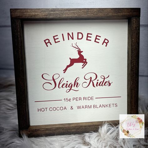 Wood Christmas Signs, Reindeer Sleigh, Sleigh Rides, Star Wars Prints, Reindeer And Sleigh, Christmas Farmhouse, Christmas Signs Wood, Snowman Decorations, Wood Christmas