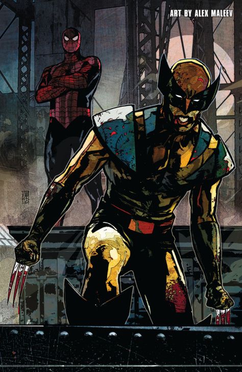 Spider-Man & Wolverine - Alex Maleev Wolverine Spiderman, Alex Maleev, Demon Days, Spectacular Spider Man, Book Artwork, Comic Book Artwork, Marvel Comic Books, Marvel Comics Art, Hero Arts