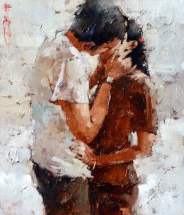 Andre Kohn Painting, Andre Kohn Art, Andre Kohn Fine Art, Couples Painting, Andre Kohn, Loving Couples, Romantic Paintings, Couple Kissing, Art Of Love