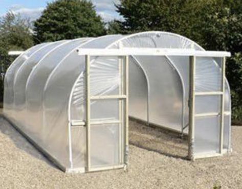 Poly Tunnel, Timber Sliding Doors, Timber Battens, Greenhouse Plans, Diy Greenhouse, Greenhouse Gardening, Types Of Doors, Green House, Double Doors