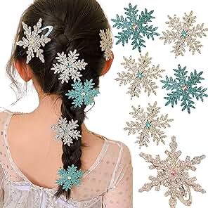 Amazon.com : christmas hair Blue White Christmas, Snowflake Hair, Girls Christmas Party, Holiday Hair Accessories, Rhinestone Fabric, Christmas Hair Accessories, Holiday Snowflakes, Christmas Party Gift, Bow Hair Clip