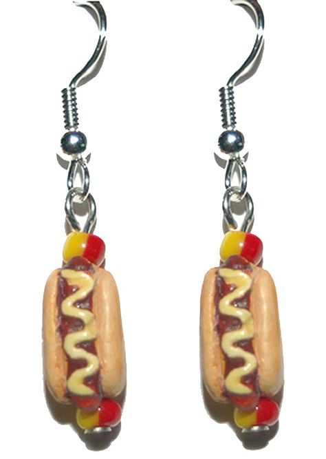 PRICES MAY VARY. Made of ceramic Measures 1 1/2" long (including the ear wires) x 1/4" wide Has surgical steel ear wires This cute pair of earrings is made of Peruvian ceramic, measures 1 1/2" long x 1/4" wide and has surgical steel ear wires. Work Accessories, Kids Luggage, Luxury Store, Pharmacy Gifts, Earrings Jewelry, Ear Wires, Hot Dogs, Clip On, Fashion Watches