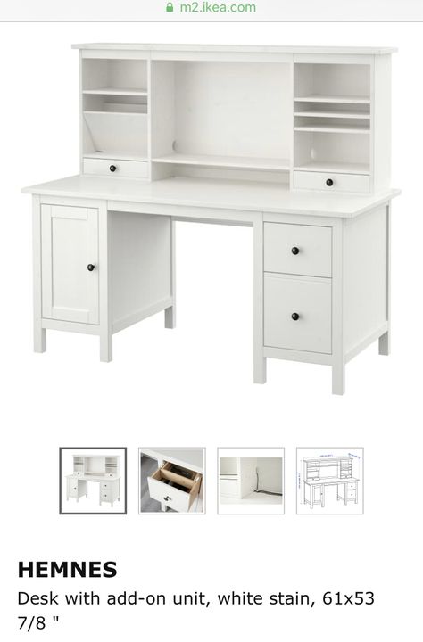 IKEA Hemnes Desk Hemnes Desk Hack, Ikea Hemnes Desk, Hemnes Desk, Ikea Wishlist, Ikea Desk, Ikea Hemnes, Porch Light, Hemnes, White Stain