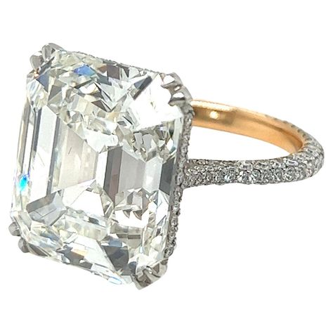 Magnificent 15.87 carat emerald-cut diamond solitaire engagement ring. Classic solitaire ring centering upon a stunning emerald-cut diamond of 15.87 carats, I / VVS2. The ring mount and the shank are crafted in 950 platinum and decorated with brilliant-cut diamonds totalling 1.57 carats, F / VVS - VS. The inside of the ring shank features a delicate 18 karat rose gold layer. The center diamond is accompanied by GIA report no. 6204623753 dated March 2021. This ring is in excellent condition. Ring 6 Carat Diamond Ring, Emerald Diamond Ring Engagement, 4ct Radiant Engagement Ring, 15 Carat Diamond Ring, 10 Carat Diamond Ring, Emerald Cut Halo Engagement Ring, Huge Engagement Rings, Classic Solitaire Ring, Heirloom Rings