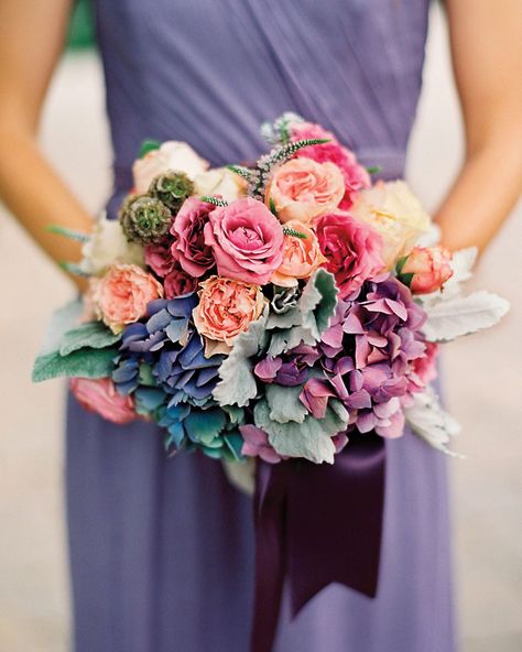 Pastel Rainbow Wedding, Scabiosa Pods, Wedding Planning Apps, Vintage Bouquet Wedding, Rainbow Wedding, Dusty Miller, Martha Stewart Weddings, Whimsical Wedding, Beautiful Bouquet