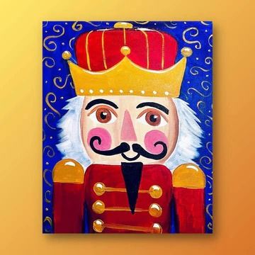 View Our Full Collection of Canvas Painting Ideas - Painting to Gogh Nutcracker Painting Canvas Easy, Nutcracker Acrylic Painting, Hand Painted Nutcracker Ideas, Nutcracker Painted Ornament, Nutcracker Christmas Painting, Easy Nutcracker Painting, Nutcracker Painting Canvas, Nutcracker Painting Ideas, Nutcracker Coloring Pages