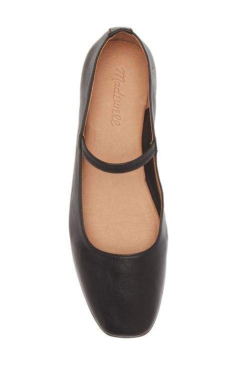 Madewell Greta Ballet Flat, Ballet Flats 2024, Flats With Ankle Strap, Teacher Fits, Everyday Flats, Black Leather Ballet Flats, Fall Flats, Black Flats Shoes, Black Ballet Flats