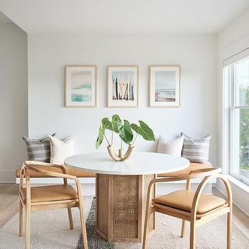 Curved Dining Bench Design Ideas Transitional Dining Room, White Light Fixture, Modern Country Style, Waterfront Cottage, Flush Mount Chandelier, Bubble Chandelier, Custom Furniture Design, White Chandelier, Palau