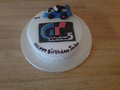 Gran Turismo 5 Cake Gran Turismo Birthday Cake, His Birthday Cake, 5 Cake, Racing Car, Celebration Cakes, Fondant, Birthday Parties, Make It Simple, Christmas Bulbs