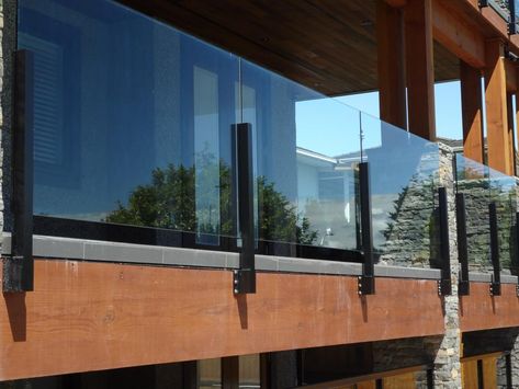 Exterior Glass Railing Vancouver | Glass Railing installations for Langley, Surrey, Fraser Val Balcony Exterior Design, Glass Railing Design, Glass Balcony Railing, Glass Railing Deck, Balcony Glass Design, Glass Handrail, Patio Railing, Deck Railing Design, Glass Railings