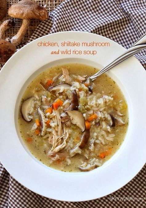 Chicken Shiitake and Wild Rice Soup Skinnytaste Chicken, Fall Comfort Food, Wild Rice Soup, Skinny Taste Recipes, Rice Soup, Bowl Of Soup, Wild Rice, Healthy Soup Recipes, Healthy Soup