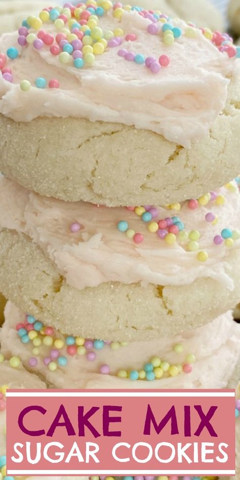 White Cake Cookies Mix Boxes, Sugar Cookies From Cake Mix Recipes, Cookies Using White Cake Mix Boxes, Cookies Made With White Cake Mix Boxes, Cake Batter Sugar Cookies, Cake Box Sugar Cookies, Soft Cake Mix Cookies, Sugar Cookies With Cake Mix Boxes, Cake Mix Sugar Cookies Cut Out