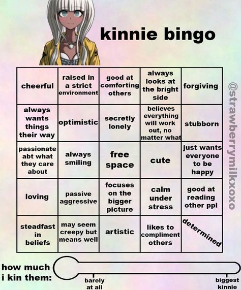 Pls credit if you use thanks! requested by @Kurumadaismyhusbando06 Reading Pictures, Angie Yonaga, Kinnie Bingo, Bingo Sheets, Bingo Template, Danganronpa Funny, Writing Fantasy, Video Game Anime, Danganronpa Memes