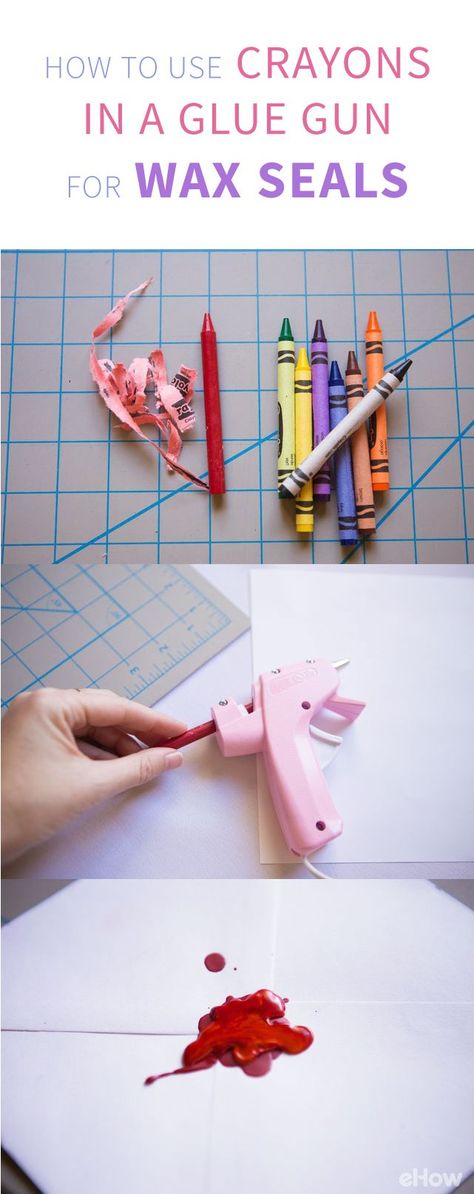 You can run a crayon through a glue gun and get some awesome colorful wax. Use it to make a wax seal for your hand written notes! DIY here: http://www.ehow.com/how_6570177_use-glue-guns-wax-seals.html?utm_source=pinterest.com&utm_medium=referral&utm_content=freestyle&utm_campaign=fanpage Wax Seals Diy, Notes Diy, Glue Art, Written Notes, Wedding Crafts Diy, Wax Seal Stamp, Glue Crafts, Glue Gun, Hot Glue Gun