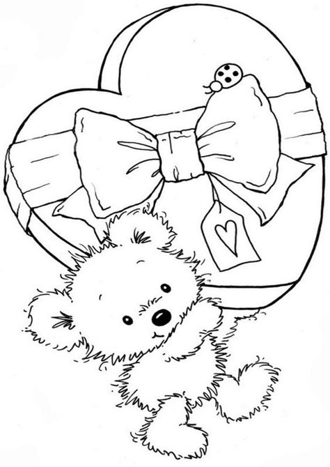 Free & Easy To Print Bear Coloring Pages Teddy Bear Coloring Pages, Valentine Coloring Pages, Valentines Day Coloring, Bear Coloring Pages, Valentine Coloring, Digi Stamp, Digi Stamps, Coloring Book Pages, Digital Stamps