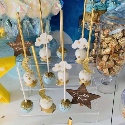 Gender Reveal Cake Pops, Star Cake Pops, Twinkle Twinkle Baby Shower, Baby Boy Shower Party, Wedding Cake Pops, Baby Shower Cake Pops, Baby Birthday Themes, Baby Shower Cakes For Boys, Baby Shower Party Ideas