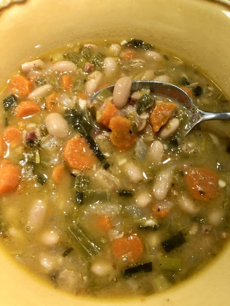 Ina’s Tuscan White Bean Soup Tuscan White Bean Soup, Tuscan White Bean, Tuscan Bean Soup, Tuscan Soup, Parmesan Rind, Soup Beans, Bean Soup Recipes, Canned Beans, Savory Soups