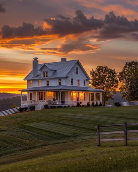 Farmhouse Gallery Old Style Farmhouse Exterior, House On A Farm Country, Farmhouse Asthetic Picture, White Farm Style House, Country Ranch House Exterior, Horse Ranch Architecture, Wooden Farmhouse Exterior, Old White Farmhouse Exterior, Victorian Style Farmhouse