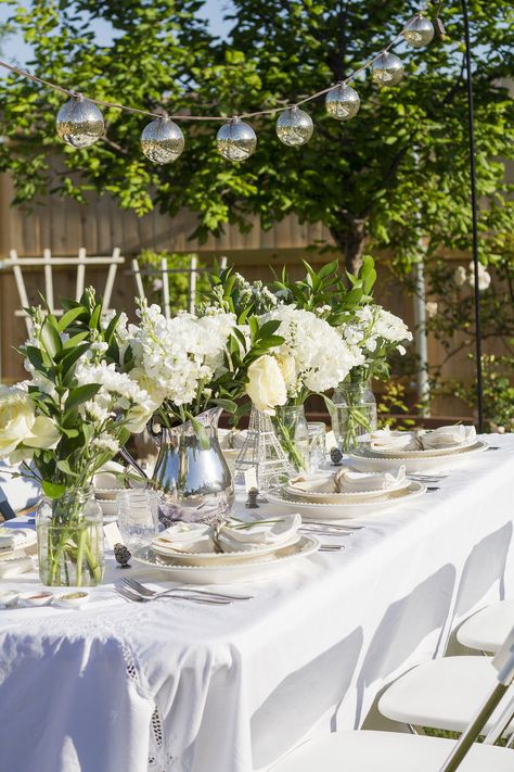 Diner en Blanc Table and Flower Ideas | The Rose Table Harry Bosch, Diner Table, 21 Diner, Fancy Table, Tafel Decor, Wine Event, White Dinner, All White Party, Summer Garden Party