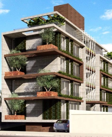 Residential Architecture Facades, Perspective Architecture, Residential Architecture Apartment, Facade Architecture Design, Residential Building Design, Architectural Rendering, Architecture Building Design, Apartment Architecture, Green Architecture