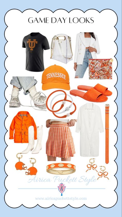 AiricaPuckettStyle Orange & White Game Day Looks Tennessee Volunteers UT Vols Football Season SEC Tailgate Tailgating School Colors Team Spirit Rocky Top Neyland Stadium Knoxville UTK Fall Events Shop LTK What to Wear Womens dresses Tops Jackets Skirts Accessories Jewelry Shoes Hats Belts Mens T-Shirts Fashion Blogger Lifestyle Blogger #orange #white #tennessee #vols #ut #football #gameday #fall #outfitideas #ootd #style #ltk #apstyle Sec Tailgate, Game Day Looks, Vols Football, Ut Vols, Ut Football, Gameday Fashion, Neyland Stadium, College Gameday Outfits, Tennessee Football