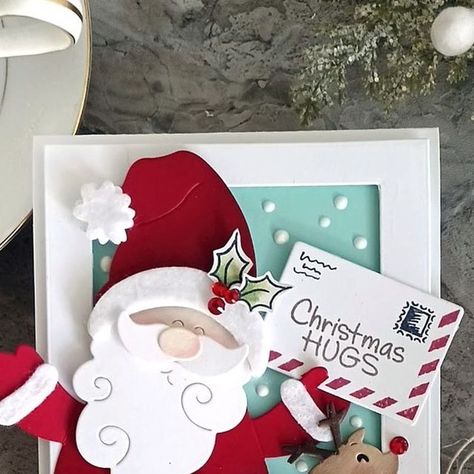 Tina Smith on Instagram: "Bring some cheer into your home with a Santa Hug! The @teamspellbinders @Stampendous Holiday Hugs Collection is so much fun! This handmade card will help bring a smile to your loved one’s face. Click the link in the Bio for details and to learn how you can send a Santa Hug! ⁠ ⁠ ⁠ #Spellbinders #Stampendous #NeverStopMaking #TeamSpellbinders #cardmakersofinstagram #Cardmaker #HandmadeCards #CardsofInstagram #HomemadeCards #Stamping #ClearStamps #GreetingCards #Cardmak Christmas Cards 2017, Diy Christmas Cards, Card Maker, Clear Stamps, Homemade Cards, Diy Christmas, A Smile, Click The Link, Christmas Diy