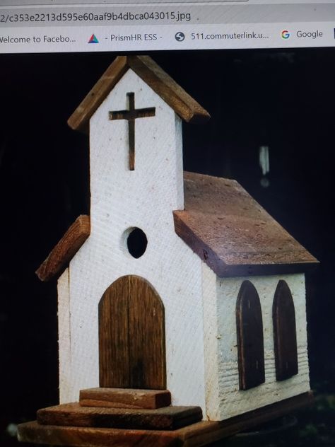 Wooden Churches Diy, Wooden Church Diy, Wooden Churches Craft, Wood Churches Diy, Church Birdhouses, Wooden Churches, Diy Father's Day Crafts, Homemade Bird Houses, Wooden Church