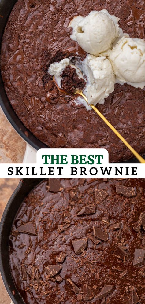 Skillet Brownie Recipe, Skillet Desserts, Lifestyle Of A Foodie, Skillet Brownie, Ultimate Brownies, Crumble Cookie, Batch Recipes, Perfect Brownies, Easy Autumn Recipes