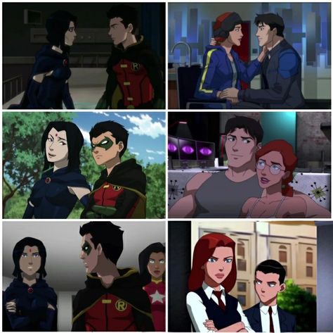 Young Justice Couples, Young Justice Love, Young Justice Characters, Young Justice Comic, Dc Ships, Teen Titans Love, Robin And Raven, Titans Tv Series, Nightwing And Starfire