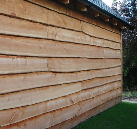 British larch waney edge | VWE1 Shed Cladding, Wood Cladding Exterior, Oak Cladding, Larch Cladding, Sawn Timber, External Cladding, House Cladding, Timber Frame Construction, Barn Renovation