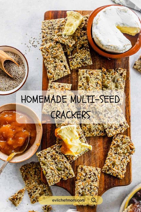 Homemade Multi-Seed Crackers Multi Grain Crackers, Homemade Whole Grain Crackers, Cracker Recipes Homemade, Dehydrator Crackers, Cracker Homemade, Leftover Brown Rice, Crackers Homemade, Brown Rice And Quinoa, Homemade Crackers Recipe