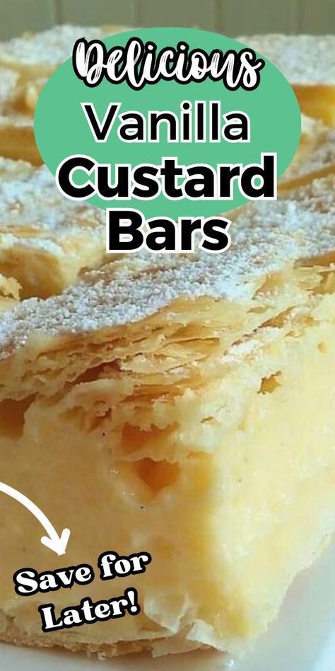 Did you eat custard? Egg custard appears frequently in our memories of the desserts we had as children When we started looking for similar dishes, we noticed that egg custard for us is quite similar to what people were used to like vanilla custard… the bottom line is that, whatever it's called, because custard is a delicious, yummy dessert that always hits the spot regardless of the name. Vanilla Custard Cream Squares, Vanilla Custard Bars, Yoghurt Bars, Vanilla Custard Pie, Custard Egg, Homemade Custard Recipe, Custard Bars, Quick And Easy Sweet Treats, Skillet Bread