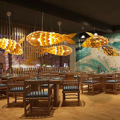 (eBay) Ceiling Lamp Vivid Wood Fish Shades Height-adjustable Chandelier Pendant Lights Lantern Fish, Drum Pendant Lighting, Wooden Pendant Lighting, Wood Fish, Wood Ceiling, Rattan Pendant Light, Pendant Ceiling Lamp, Chandelier Pendant, Wood Shades