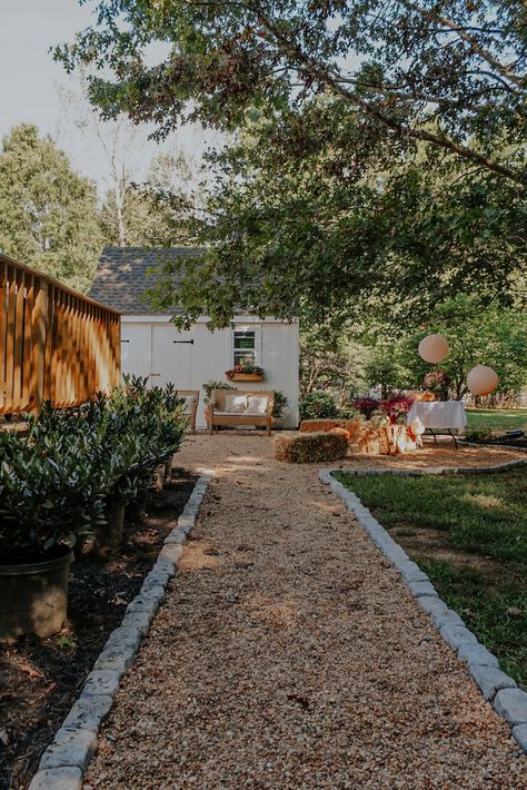 Patio Shed, Garden Hideaway, Pea Gravel Patio, Prefab Sheds, Serene Garden, Gravel Patio, Bohemian Farmhouse, Pea Gravel, Old Cottage