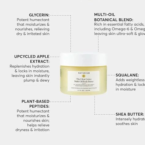 Naturium The Glow Getter Whipped Multi-Oil Body Butter, Firming Cream & Body Moisturizer with Shea Butter, Vanilla & Coconut Scents, N 40,000 To order, send a DM or WhatsApp to 09150895051 Glow Getter, Skincare Store, Cream Body, Vanilla Coconut, Firming Cream, Essential Fatty Acids, The Glow, Body Moisturizer, Fatty Acids