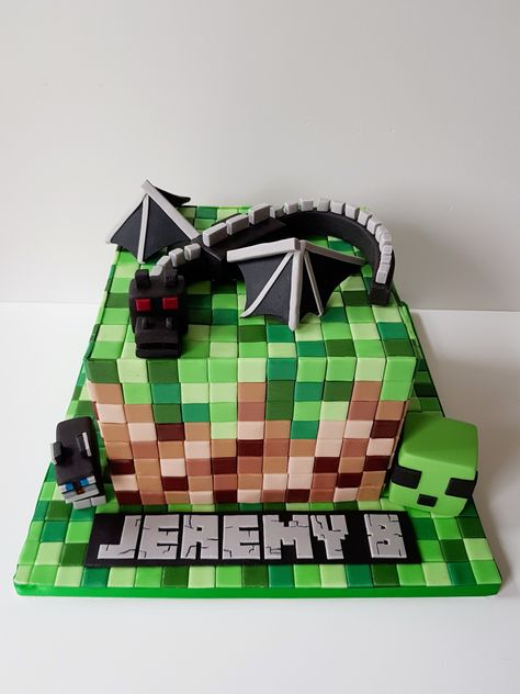 Minecraft Dinosaur Cake, Minecraft Cake Ender Dragon, Minecraft Wither Cake, Minecraft Ender Dragon Cake, Minecraft Square Cake, Enderdragon Cake, Ender Dragon Cake, Minecraft Birthday Cake For Boys, Minecraft Birthday Cake Ideas