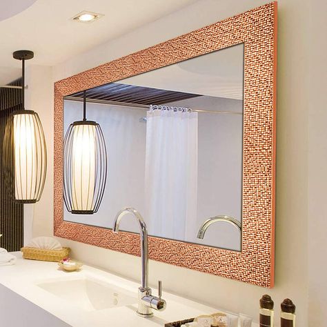 AmazonSmile: Toppay Framed Bathroom Mirrors for Wall (Gold, 38"x26"): Home & Kitchen Living Room Wall Mirror Decor Ideas, Large Bathroom Mirrors, Mirror Decor Ideas, Bathroom Mirror Frame, Gold Frame Wall, Mirror Wall Living Room, Gold Mirror Wall, Mirror For Bathroom, Mirror Plates