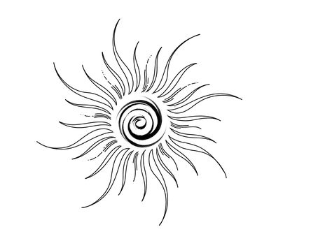 Swirl Sun Drawing, Sun Tattoo Neck, Abstract Sun Tattoo, Spiral Sun Tattoo, Helios Tattoo, Sun With Face Tattoo, Eclipse Tattoo, Spiral Sun, Swirl Tattoo