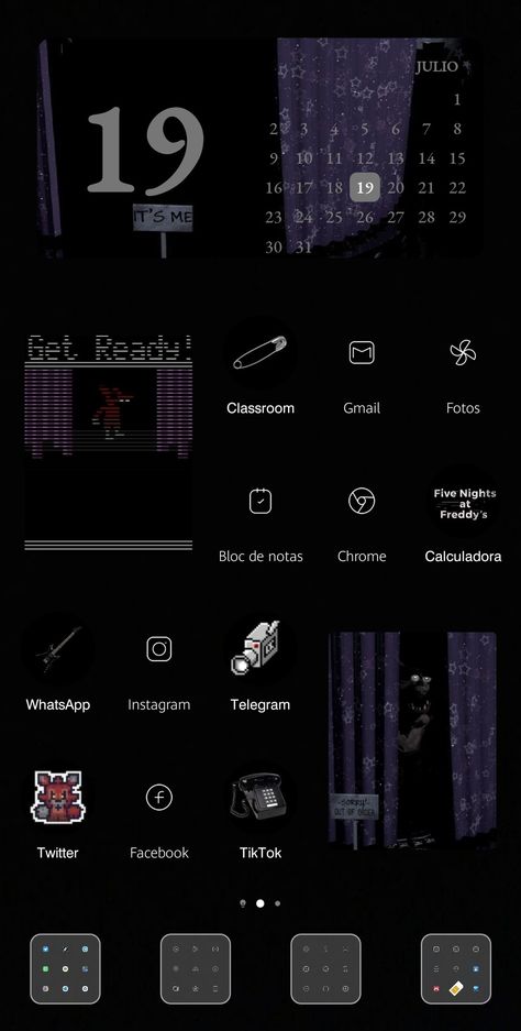 Fnaf Homescreen Layout, Fnaf Phone Layout, Fnaf Iphone Layout, Fnaf Phone Theme, Fnaf Lockscreen, Phone Homescreen Ideas, Fnaf Homescreen, Fnaf Wallpapers Iphone, Android Widgets