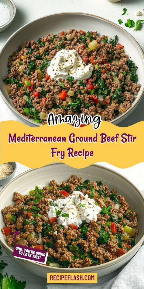 Craving a delicious way to infuse Mediterranean flavors into your dinner? This Ground Beef Stir Fry brings together spices, veggies, and protein for a satisfying meal. It’s a fantastic option for family dinners! Don’t forget to save this recipe to your Mediterranean Dinner Ideas board for later! Mediterranean Ground Beef, Mediterranean Dinner Ideas, Beef Stir Fry Recipe, Ground Beef Stir Fry, Mediterranean Dinner, Beef Stir Fry Recipes, Savory Recipe, Stir Fry Recipe, Beef Stir Fry