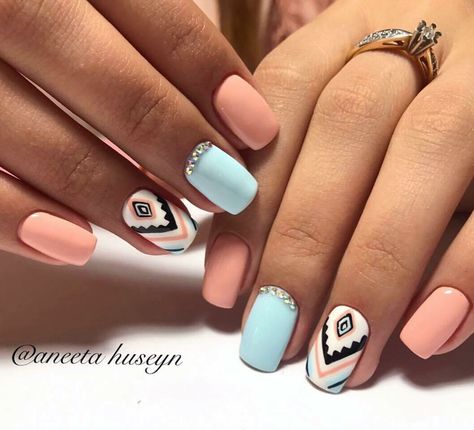 Aztec Nails, Western Nails, Super Nails, Pastel Nails, Pretty Acrylic Nails, Short Acrylic Nails, Best Acrylic Nails, Cute Acrylic Nails, Perfect Nails