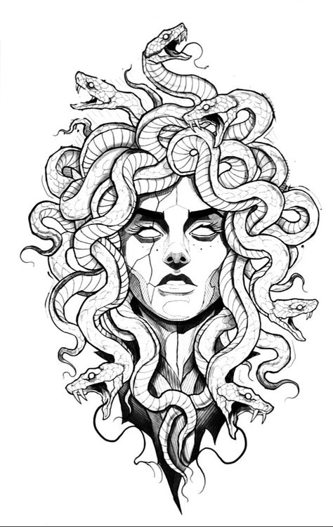 Cute Tattoos For Black Women, Tattoos For Black Women, Medusa Artwork, Medusa Drawing, Medusa Tattoo Design, Medusa Art, Greek Mythology Tattoos, Tattoo Outline Drawing, Scary Tattoos