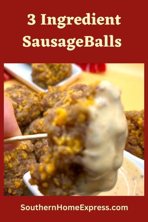 This easy 3 ingredient sausage balls recipe is perfect whenever you need an easy appetizer. Serve it during game day or for any special occasion. The post Easy 3 Ingredient Sausage Balls Recipe appeared first on Southern Home Express. 3 Ingredient Sausage Balls, Recipe With Bisquick, Sausage Balls Recipe, Slow Cooker Pork Chops, Bisquick Recipes, Ground Beef Dishes, Sausage Balls, Easy Comfort Food, Awesome Recipes