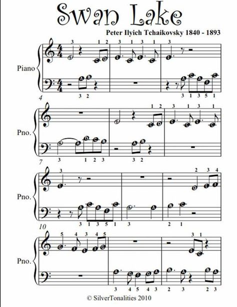 Swan lake Swan Lake Piano, Beginner Piano Sheet Music, Simple Piano, Piano Worksheets, Sheet Music With Letters, Piano Songs For Beginners, Piano Sheet Music Letters, Piano Sheet Music Classical, Piano Notes Songs