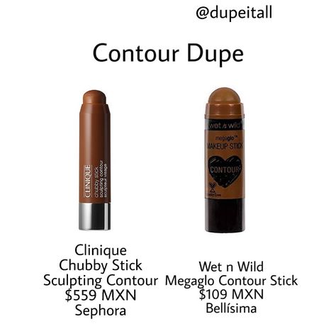 Clinique Chubby Stick vs. Wet n wild megaglo contour stick FOLLOW DUPE IT ALL FOR MORE! Drugstore Bronzer Stick, Best Drugstore Contour Stick, Drugstore Contour Stick, Bronzer Vs Contour, Bronzer Tips, Drugstore Bronzer, Products Recommendations, Bronzer Stick, Best Bronzer