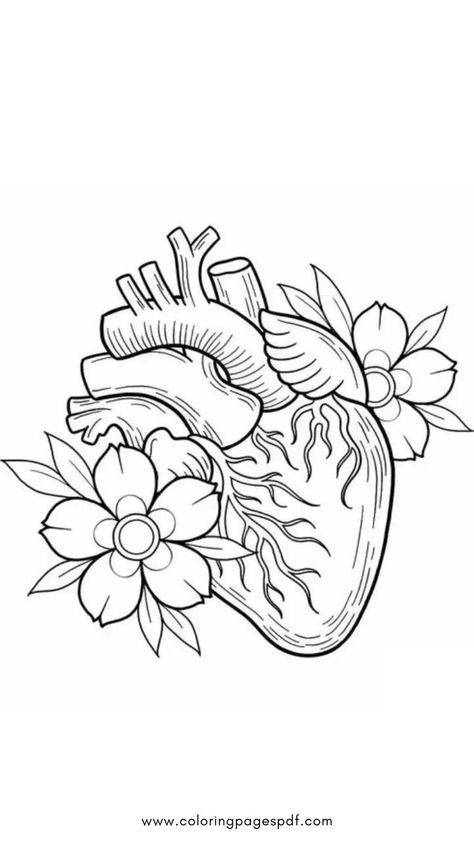 Coloring Pages Aesthetic Flowers, Mandala Art Aesthetic, Magical Coloring Pages, Nice Flowers, Aesthetic Heart, Heart Coloring Pages, Love Coloring Pages, Words Coloring Book, Art 2024