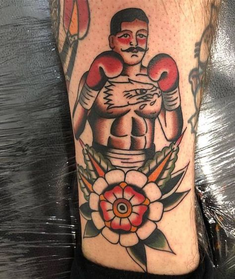 Boxer Tattoo Traditional, Old School Boxer Tattoo, Boxer Tattoo, Boxing Tattoos, Tattoo Traditional, American Traditional Tattoo, American Traditional, To Shine, Traditional Tattoo