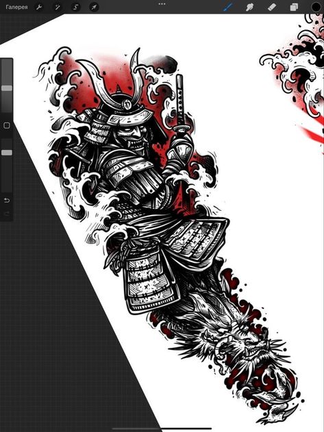 Yoshimitsu Tattoo, Dark Japanese Tattoo, Traditional Japanese Samurai Tattoo, Samurai Sleeve Tattoo, Samurai Sleeve, Japanese Samurai Tattoo, Japanese Hand Tattoos, Half Sleeve Tattoos Sketches, Samurai Tattoo Sleeve